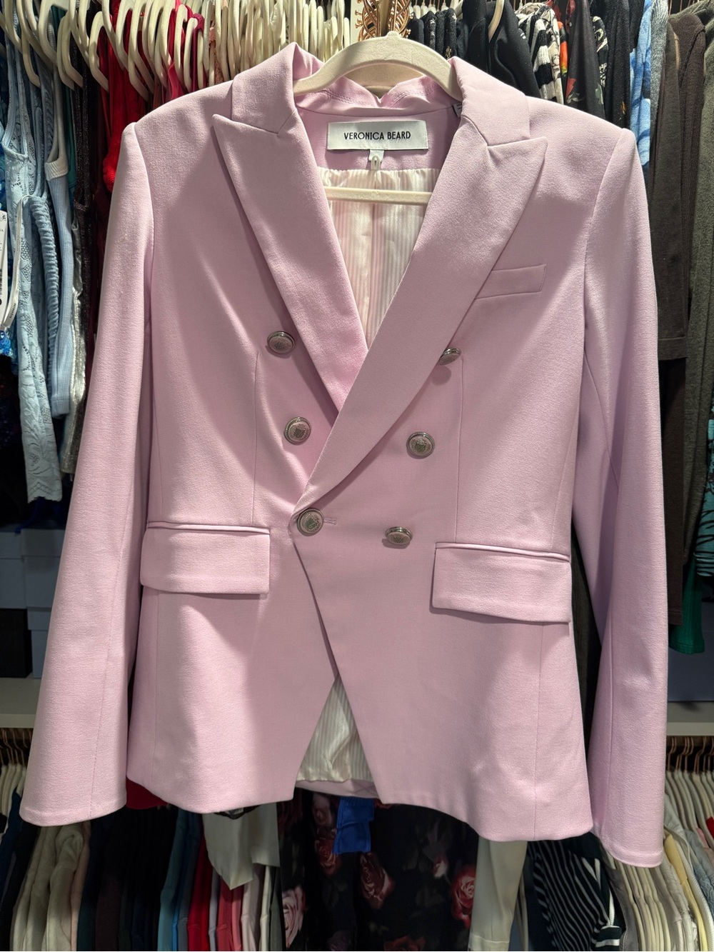 Veronica Beard Miller Lavender Double-Breasted Blazer
